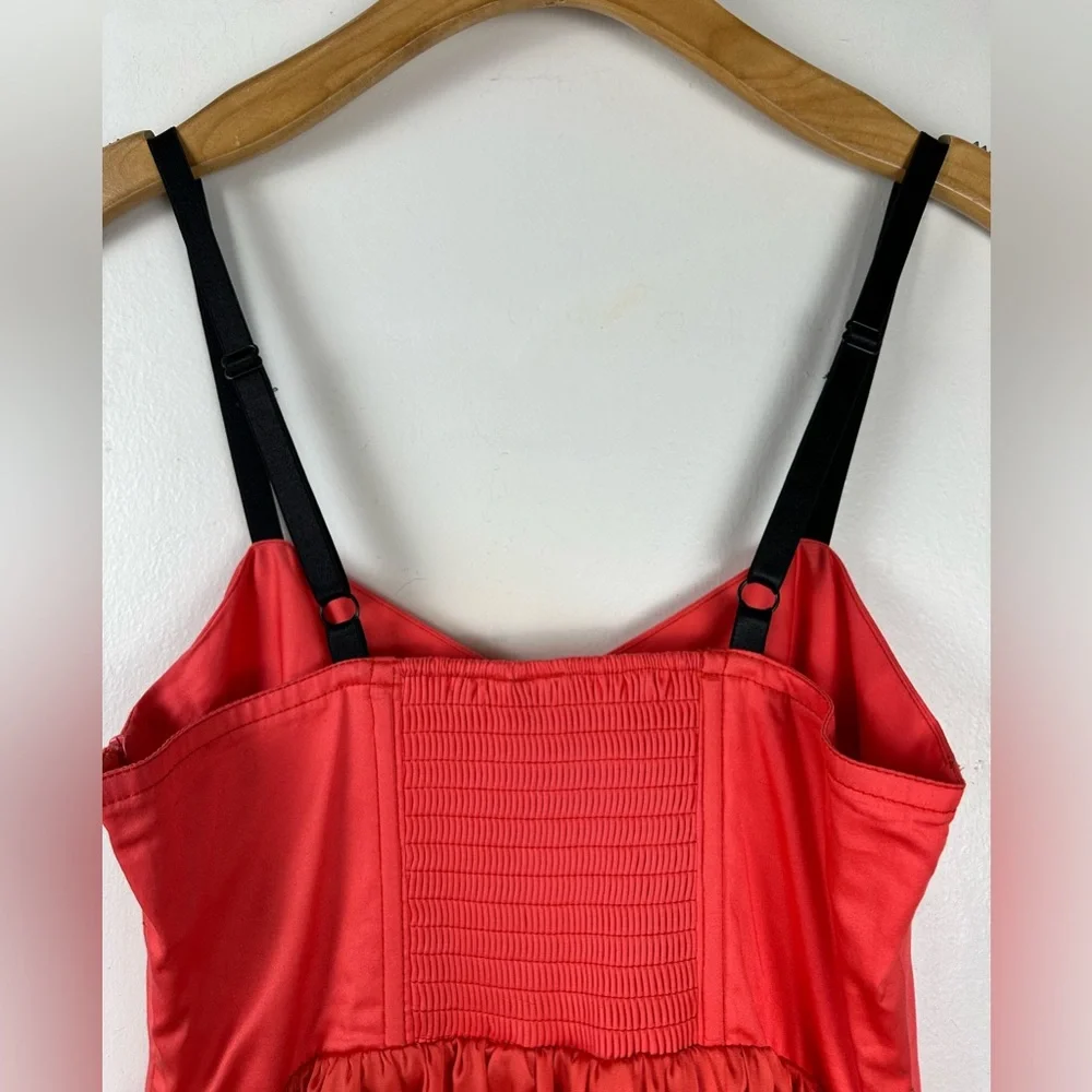 GO International Coral Babydoll Dress Sz 3 Tiered Hem Adjustable Straps Side Zip - Picture 5 of 10